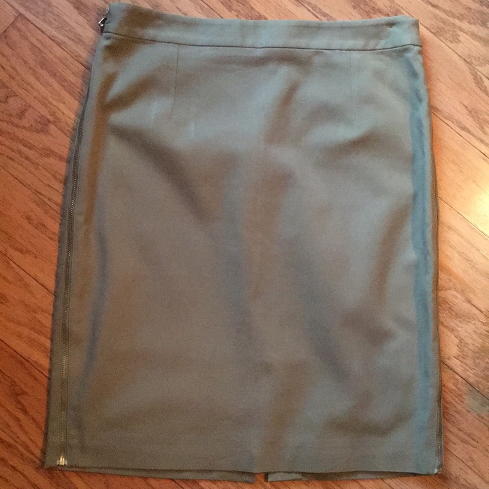 Club Monaco pencil skirt double zipper s 6 khaki